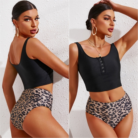 Snap & Splash Tankini Set - Black - Picture 2 of 5